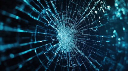 Fototapeta premium A cracked digital display showing a stock market collapse, dark background,