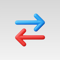 3d Realistic Left Right Direction icon vector illustration