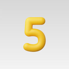 3d Realistic Number Five vector illustration