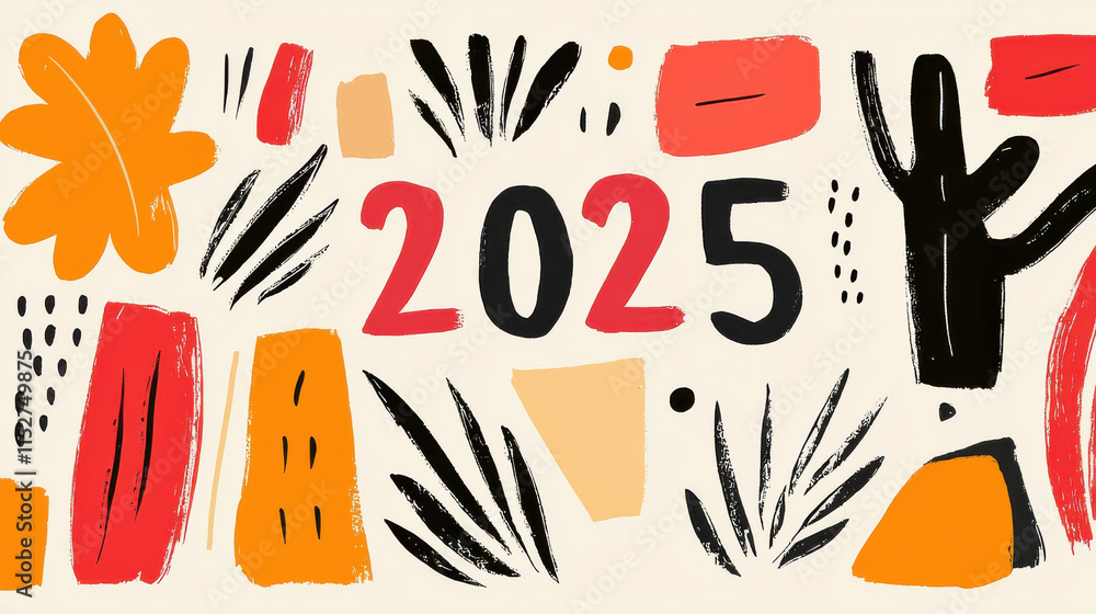 Poster to-do list 2025 concept. colorful abstract design featuring 2025 with vibrant shapes and patterns