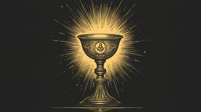 Heraldic chalice, religious significance, sacred symbol appears as a mark of faith. Chalice. Illustration