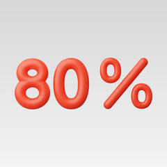 3d Realistic 80 Percent vector illustration