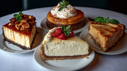 Trio of Delicious Desserts Featuring Cheesecake and Pie