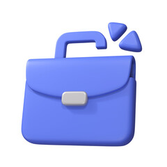 Broken breifcase, 3d icon rendering illustration.