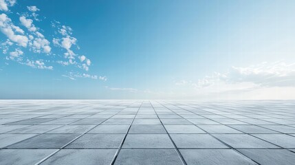 Bright sky over a tiled outdoor space