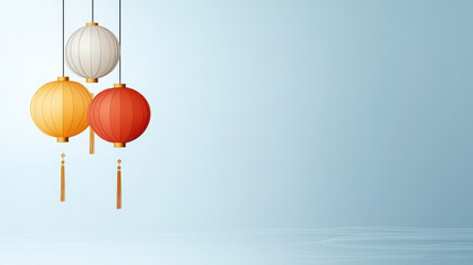 Fototapeta premium Hanging lanterns in vibrant colors for festive celebrations