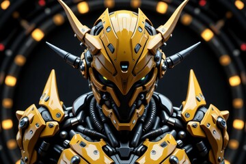 Yellow Robotic Figure With Unique Head Design