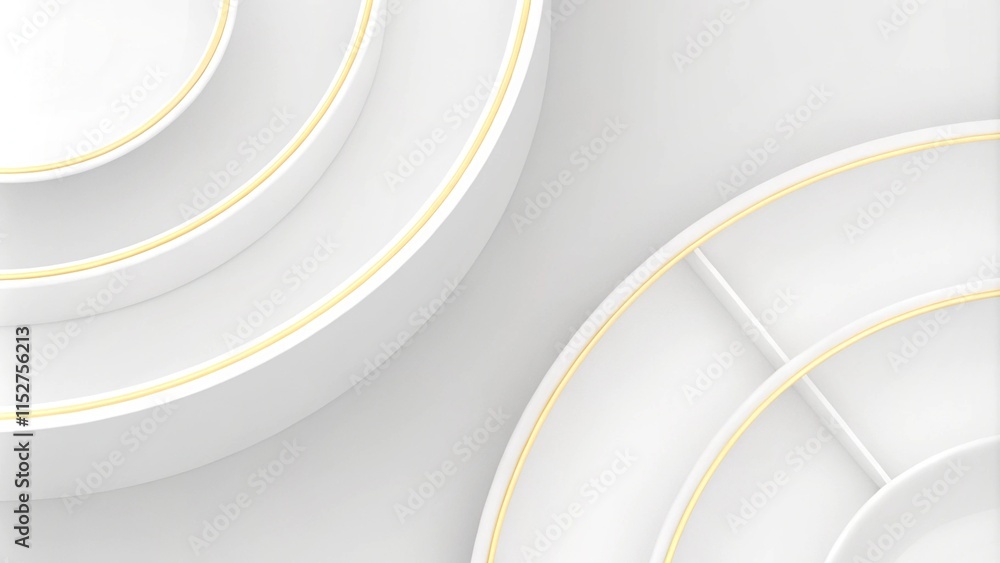 Poster modern minimal and clean white gold background with realistic line wave geometric circle shape. abst
