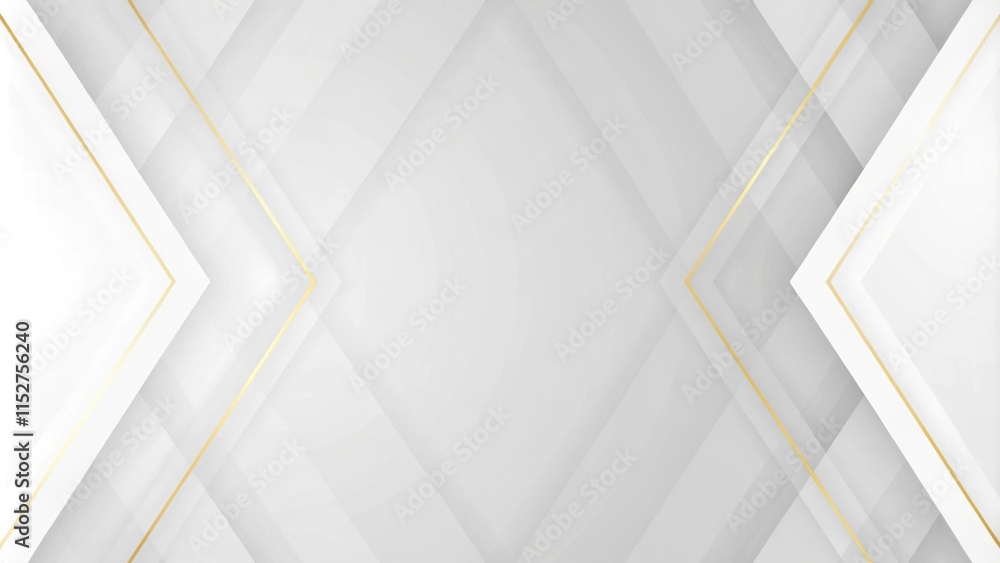 Poster Modern minimal and clean white gold background with realistic line wave geometric circle shape. Abstract modern luxury background. Abstract background on a white and gold background