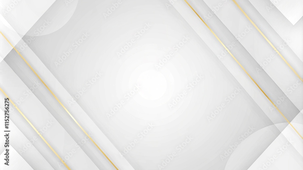 Poster Modern minimal and clean white gold background with realistic line wave geometric circle shape. Abstract modern luxury background. Abstract background on a white and gold background