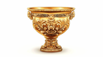 Antique gold vase. Chalice. Illustration