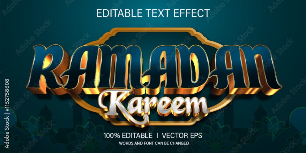 Poster ramadan kareem vector text effect with modern style design