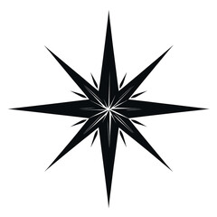 Fototapeta premium PNG A solid black north star shape illustration symbol vector.