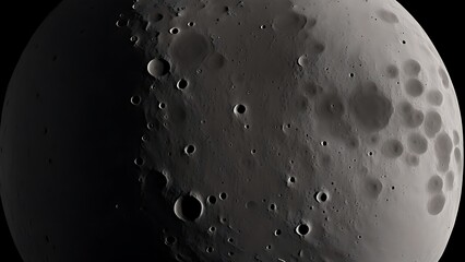 A moon texture with minimal crater details and soft shadows on a dark surface.