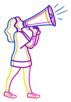 recommend clip art: PNG Woman holding megaphone drawing sketch purple.