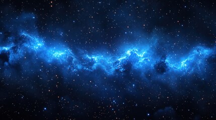 Vibrant blue nebula with glittering stars in deep space.