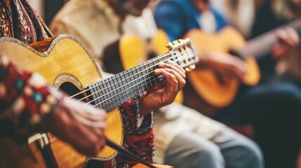 Multicultural Musicians Playing Together Indoors