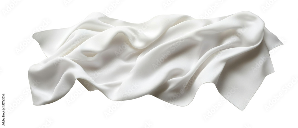 Poster floating elegant white fabric isolated transparent background