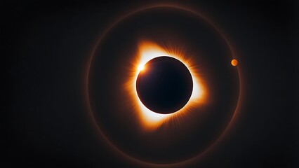 A solar eclipse depicted with a glowing ring surrounding a sharp, dark circle.