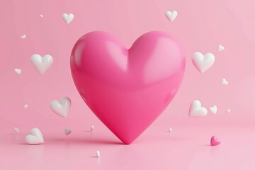 Celebrate Love and Affection with This Whimsical Pink Heart Surrounded by White Hearts, Perfect for Valentine's Day, Anniversaries, or Romantic Occasions