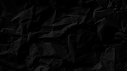 Wrinkled paper black background abstract wall crease grey vintage wallpaper rough floor pattern material surface page elegant retro space crumpled package cardboard backdrop recycling environment.