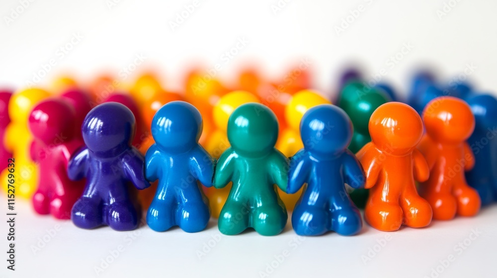 Poster colorful teamwork figures representing unity and collaboration