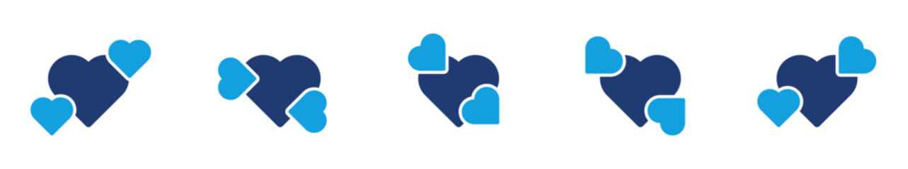 Icon collection of love designs including hearts and romantic elements in a clean and modern style

