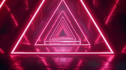 Pink Neon Triangle Tunnel: A Futuristic Digital Art