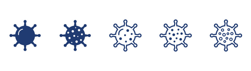 Icon collection of virus designs including microbiology shapes and infection elements in a clean and minimal style

