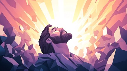Digitally Abstracted of Jesus Healing in a Biblical Scene