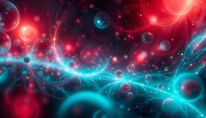 Abstract Cosmic Nebula with Glowing Spheres and Energy Streams