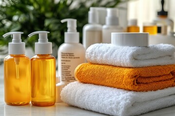 Spa Products and Rolled Towels