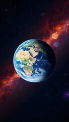 Planet earth in the space, vibrant, with white tones