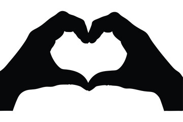 hand showing heart love shape silhouette vector icon isolated on white background.
