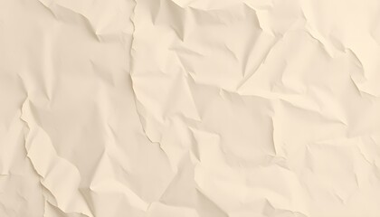 Fototapeta premium Crumpled paper texture, beige parchment, wrinkled surface, folded fabric effect, subtle shadows, abstract background, minimalist design