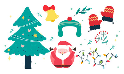 Christmas collection of decorative winter elements