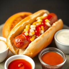 A delicious collection featuring mouthwatering pizza, juicy burgers, savory hotdogs, and creamy cheese. Discover the art of cheese-making and indulge in these culinary delights!