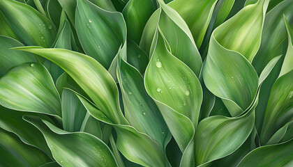 Obraz premium Lush green leaves in nature close-up photography freshness and tranquility natural environment aesthetic view organic beauty