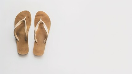 Fototapeta premium White background with stylish flipflop sandals showing delicate straps and comfortable soles, Ideal for beach or casual daily wear flipflop sandals.