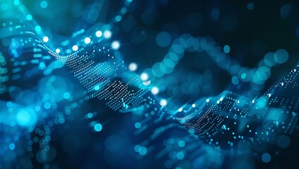 A web and wavy of glowing connection points on an abstract digital background