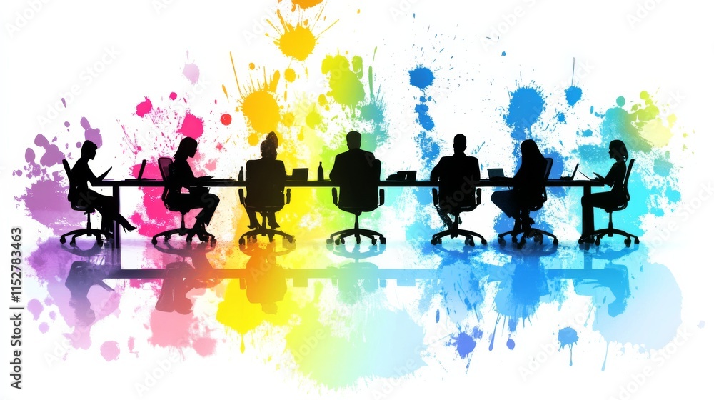 Poster dynamic collaborative meeting with colorful background