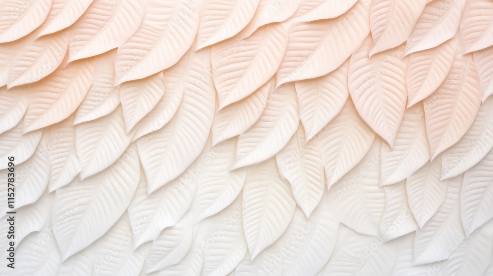 Poster a textured surface featuring overlapping leaf shapes in soft, neutral tones, creating a serene and n
