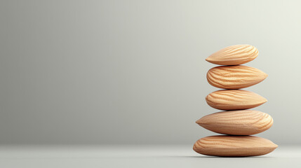 Stacked almonds in various sizes and shapes.