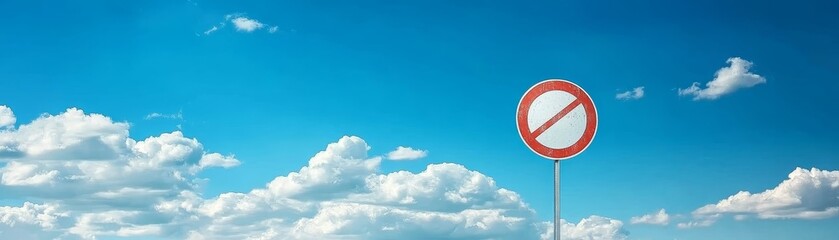 Fototapeta premium Red stop sign against vibrant blue sky, ensuring road safety for drivers and pedestrians