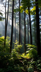 Fototapeta premium The forest, the lungs of Earth. Fresh and clean lungs without lung pollution., dreamy atmosphere, with white tones