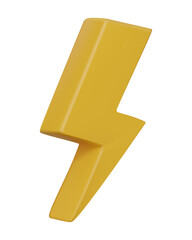 Vector illustration, 3D render of golden lightning icon. Rounded corner design It conveys energy, speed, and power. For use in technology themes creativity Isolated on transparent background.
