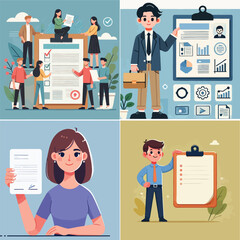 business woman with curriculum vitae Art & Illustration