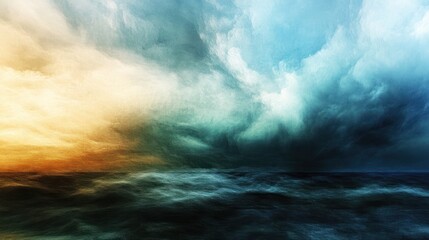 Obraz premium Dramatic Seascape: A Contrast of Golden and Stormy Skies