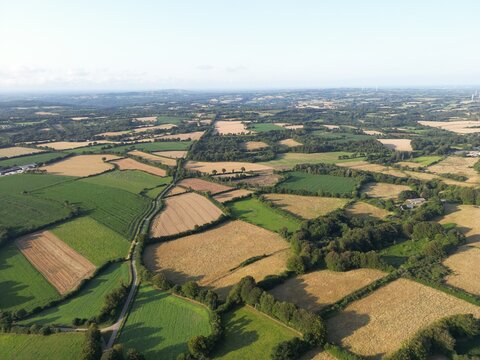 Breton bocage landscape from the air - Paysage de bocage breton vue du ciel