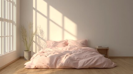 White wall background minimalistic bedroom